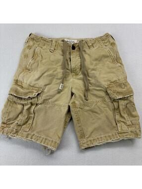 Vintage Abercrombie & Finch Distressed Military Cargo Shorts Size 31 Khaki